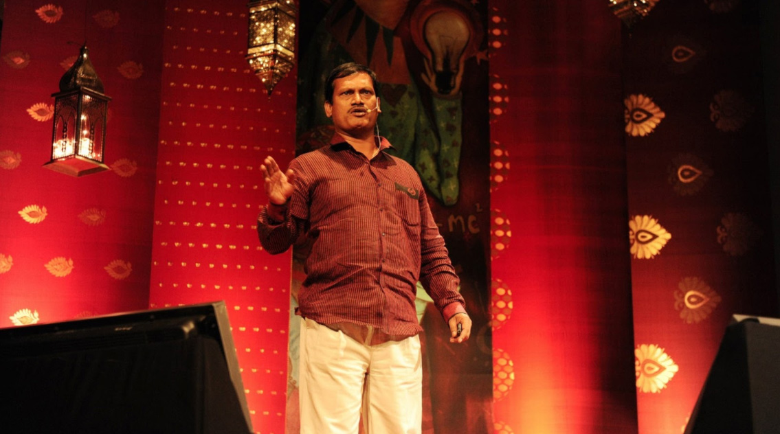 Arunachalam Muruganantham, the inspiration for the film Padman, giving a TED Talk.