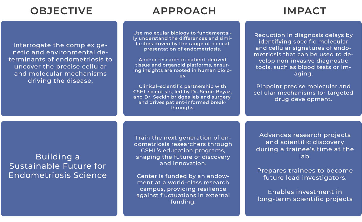 Seckin Endometriosis Research Center Objective, Approach and Impact