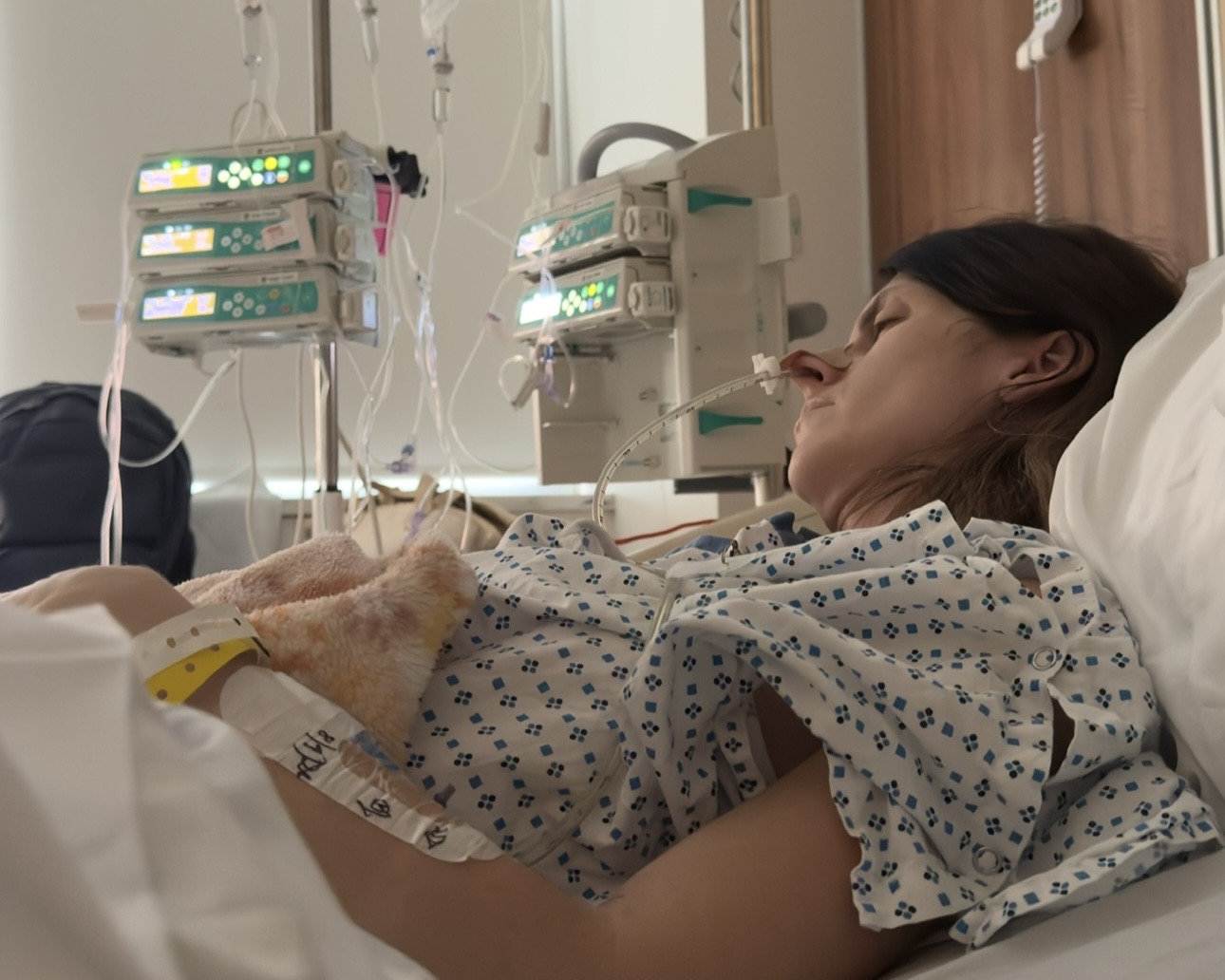 Priscilla Smith during her August hospitalization following bowel obstruction surgery