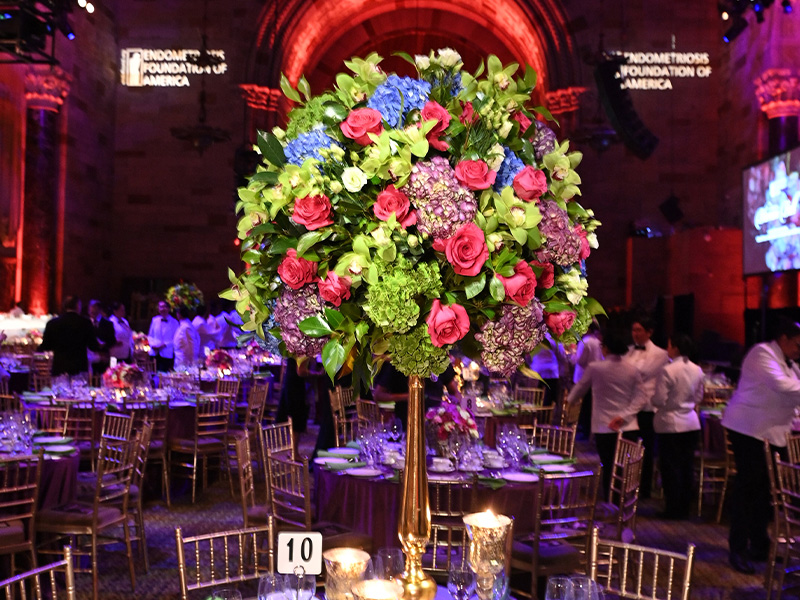 Floral centerpiece at the EndoFound Blossom Ball at Cipriani 42nd Street