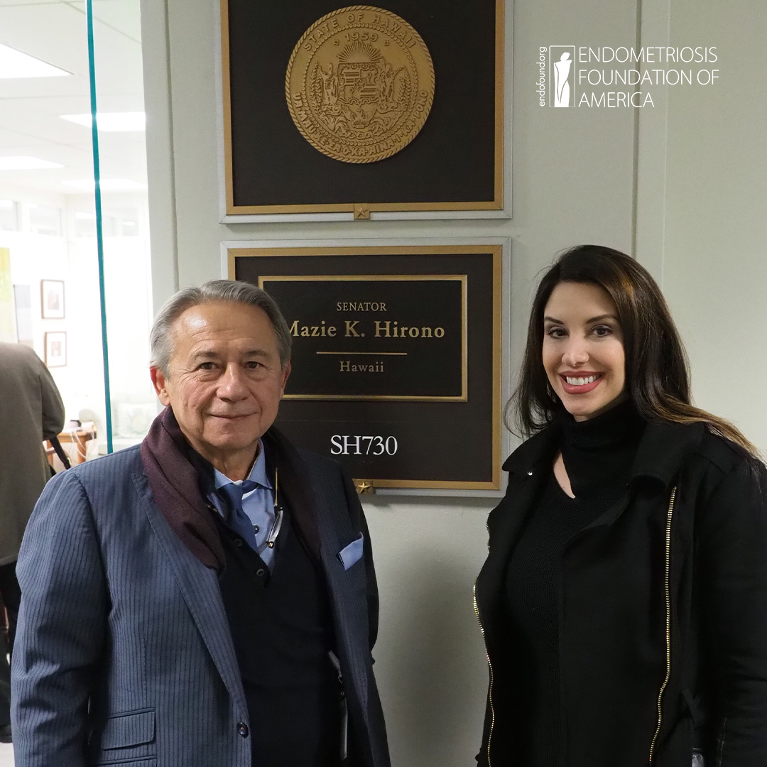 EndoFound co-founder Tamer Seckin, MD., and EndoFound Ambassador and EndoTV producer and host Diana Falzone visited Capitol Hill in 2018.