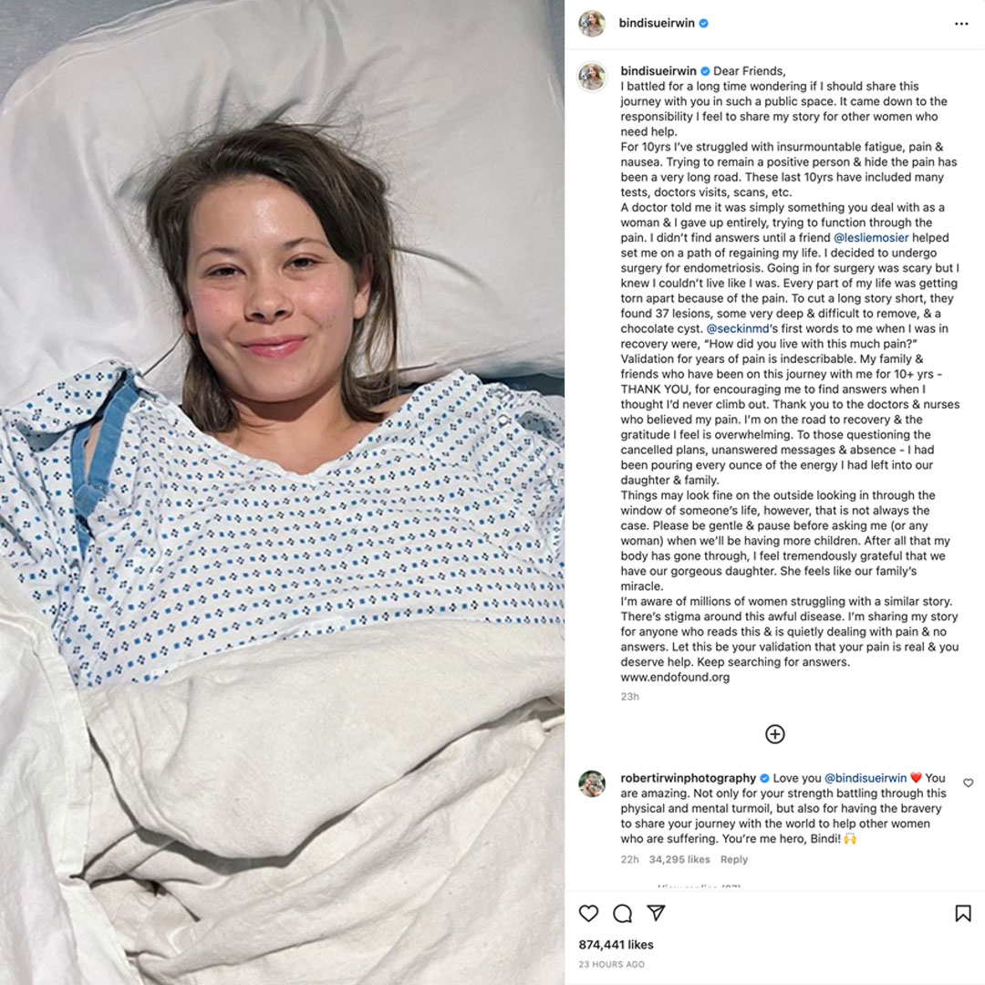 Bindi Irwin Recovering Well Following Surgery At Seckin Endometriosis