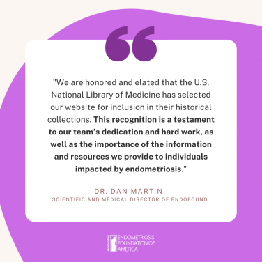 EndoFound's website selected for inclusion in the U.S. National Library of Medicine's historical collections of web content